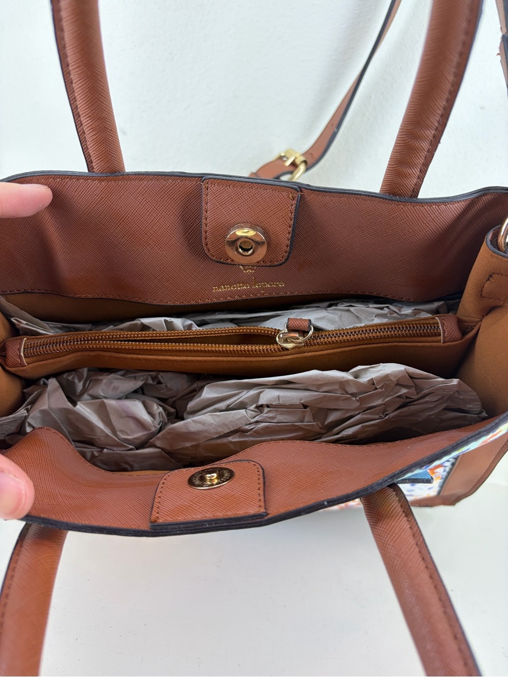 Nanette Lepore Brown Satchel with Light Blue Trim - Picture 7 of 11